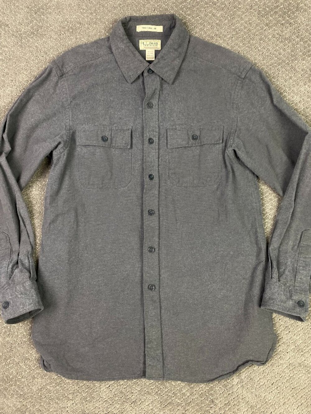 LL Bean Chamois Cloth Shirt Mens Medium Gray Flannel Outdoor 187923 L.L. Bean